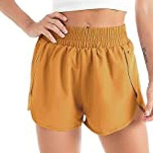 NEW Women’s Blooming Jelly Workout Shorts, Golden Orange, size medium